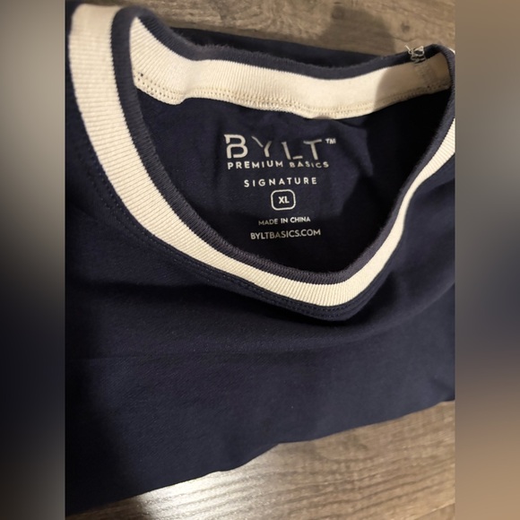 (2) BYLT Men’s Striped Ringer Tees- XL, NAVY AND GREY - Picture 8 of 8